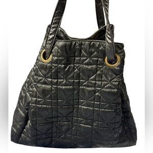 Big Buddha Santa Barbara Quilted Vegan Leather Tote Yoga Bag Black